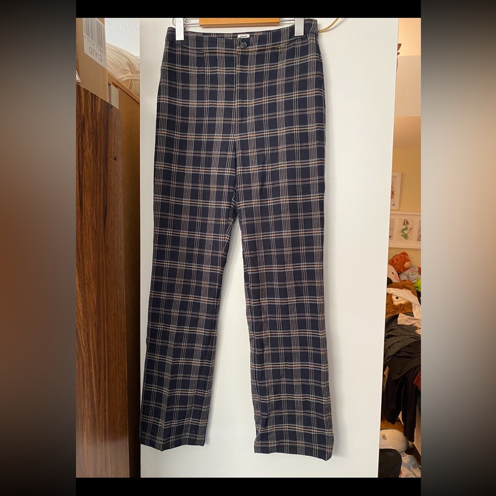 ☘️Sunday Best Navy Plaid Straight-Leg Pants
